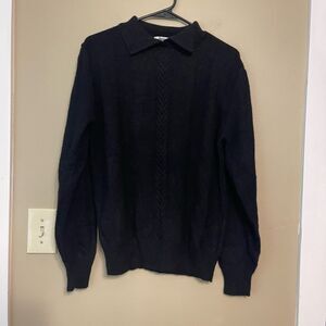 Crystal Sportswear Vintage Lambswool Angora Rabbit Black Collar Sweater Large